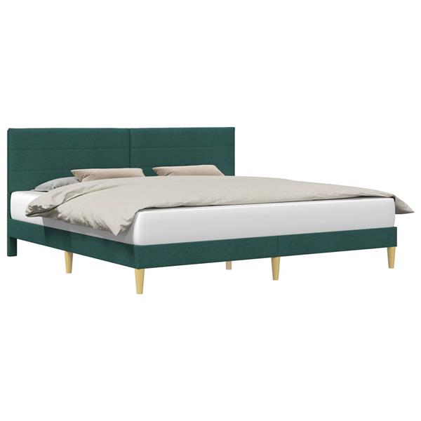 Grote foto vidaxl bedframe met hoofdeinde donkergroen 200 x 200 cm stof antiek en kunst stoelen en banken