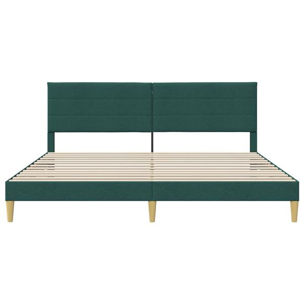 Grote foto vidaxl bedframe met hoofdeinde donkergroen 200 x 200 cm stof antiek en kunst stoelen en banken