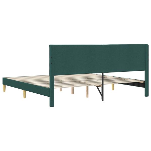Grote foto vidaxl bedframe met hoofdeinde donkergroen 200 x 200 cm stof antiek en kunst stoelen en banken