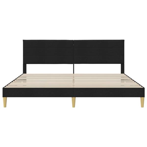 Grote foto vidaxl bedframe met hoofdeinde zwart 200 x 200 cm stof antiek en kunst stoelen en banken