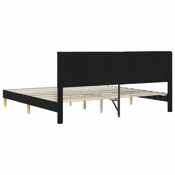 Grote foto vidaxl bedframe met hoofdeinde zwart 200 x 200 cm stof antiek en kunst stoelen en banken