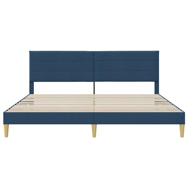 Grote foto vidaxl bedframe met hoofdeinde blauw 180 x 200 cm stof antiek en kunst stoelen en banken