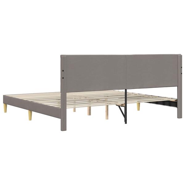 Grote foto vidaxl bedframe met hoofdeinde taupe 180 x 200 cm stof antiek en kunst stoelen en banken