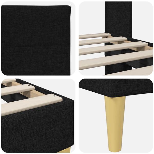 Grote foto vidaxl bedframe met hoofdeinde zwart 180 x 200 cm stof antiek en kunst stoelen en banken