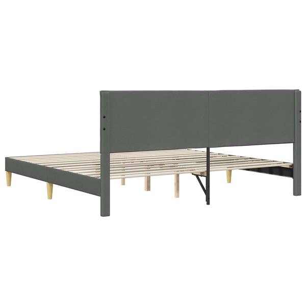 Grote foto vidaxl bedframe met hoofdeinde donkergrijs 180 x 200 cm stof antiek en kunst stoelen en banken