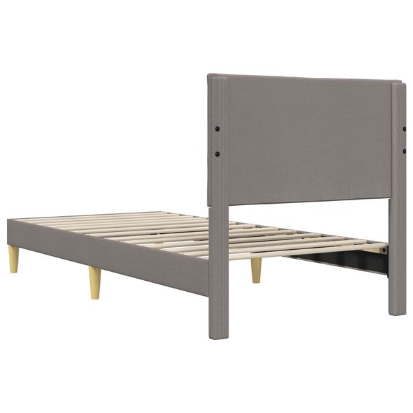 Grote foto vidaxl bedframe met hoofdeinde taupe 90 x 200 cm stof antiek en kunst stoelen en banken