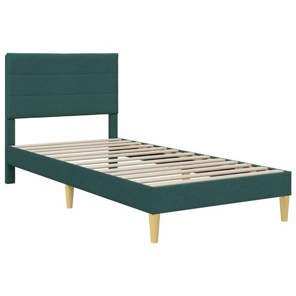 Grote foto vidaxl bedframe met hoofdeinde donkergroen 90 x 200 cm stof antiek en kunst stoelen en banken