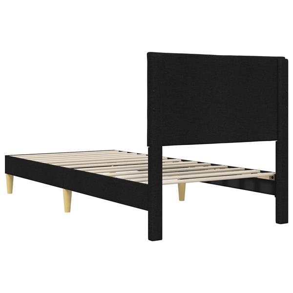 Grote foto vidaxl bedframe met hoofdeinde zwart 90 x 200 cm stof antiek en kunst stoelen en banken
