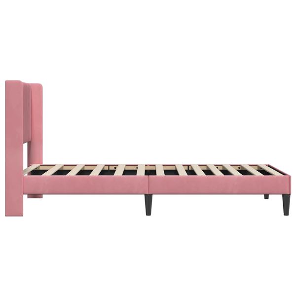 Grote foto vidaxl bedframe met hoofdeinde roze 100 x 200 cm fluweel antiek en kunst stoelen en banken