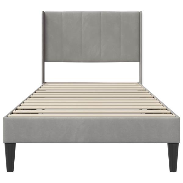 Grote foto vidaxl bedframe met hoofdeinde lichtgrijs 100 x 200 cm fluweel antiek en kunst stoelen en banken