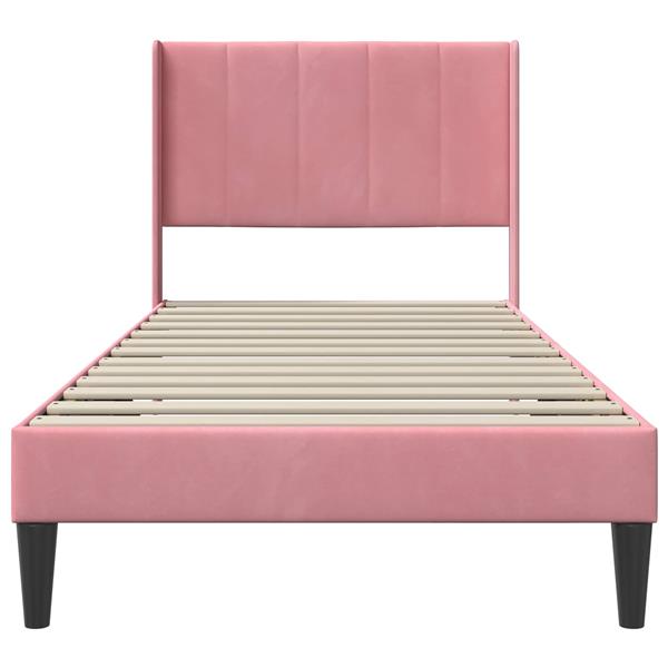 Grote foto vidaxl bedframe met hoofdeinde roze 90 x 200 cm fluweel antiek en kunst stoelen en banken