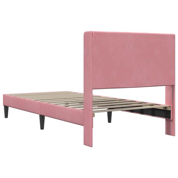 Grote foto vidaxl bedframe met hoofdeinde roze 90 x 200 cm fluweel antiek en kunst stoelen en banken