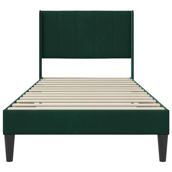 Grote foto vidaxl bedframe met hoofdeinde donkergroen 90 x 200 cm fluweel antiek en kunst stoelen en banken