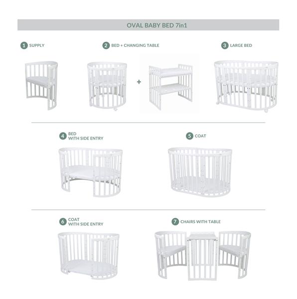 Grote foto multifunctioneel ovaal 7 in 1 babybed peuterbed incl. matras antraciet antraciet kinderen en baby complete kinderkamers