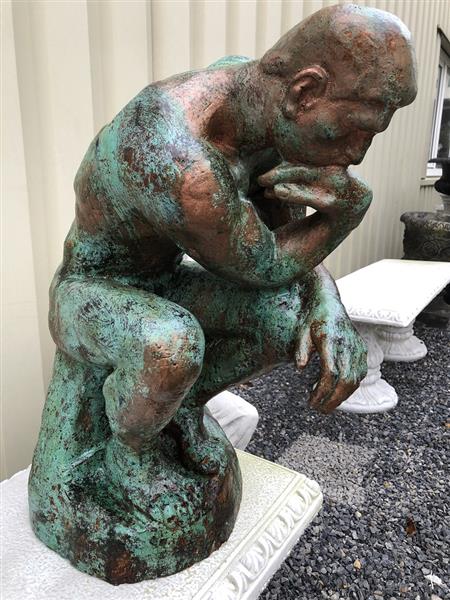 Grote foto sculptuur verkoperd gietijzeren beeld de denker geweldig mooi beeld tuin en terras tuindecoratie