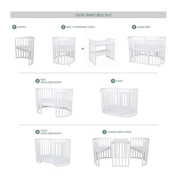 Grote foto multifunctioneel ovaal 7 in 1 babybed peuterbed incl. matras antraciet antraciet kinderen en baby complete kinderkamers