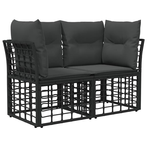 Grote foto vidaxl buiten loveseat 2 pcs zwart en donkergrijs poly rattan tuin en terras tuinmeubelen