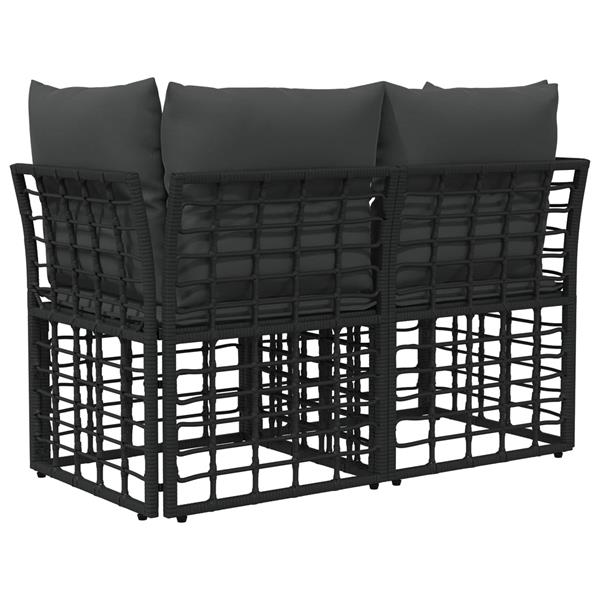 Grote foto vidaxl buiten loveseat 2 pcs zwart en donkergrijs poly rattan tuin en terras tuinmeubelen