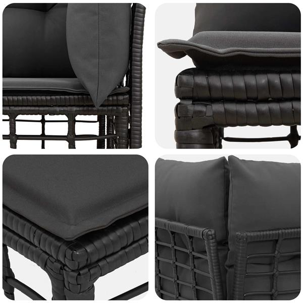 Grote foto vidaxl buiten loveseat 2 pcs zwart en donkergrijs poly rattan tuin en terras tuinmeubelen