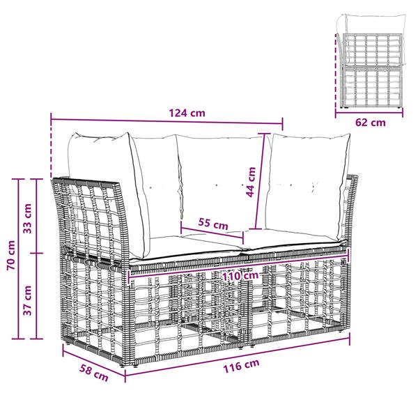 Grote foto vidaxl buiten loveseat 2 pcs zwart en donkergrijs poly rattan tuin en terras tuinmeubelen