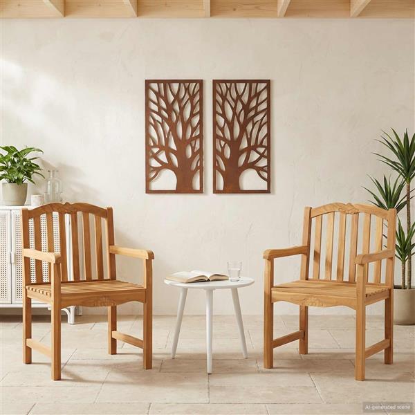 Grote foto vidaxl tuinstoel 2 pcs naturel 58 x 60 x 93 cm massief teakhout tuin en terras tuinmeubelen