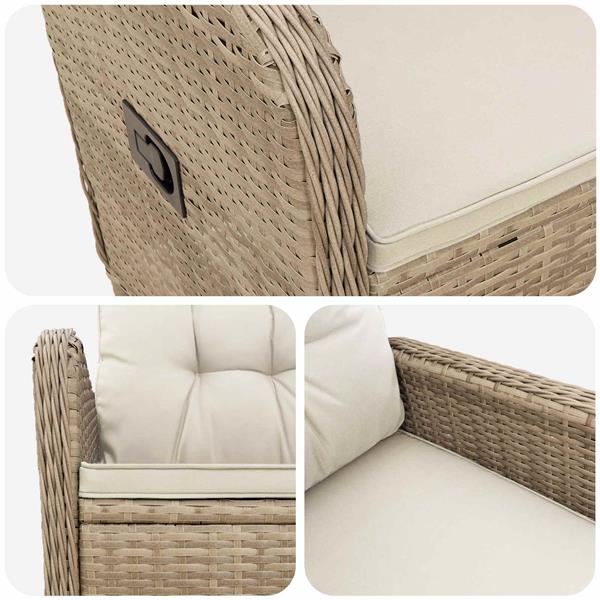 Grote foto vidaxl verstelbare tuinstoel beige en cr me wit 57 x 63 x 94 cm tuin en terras tuinmeubelen