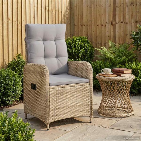 Grote foto vidaxl verstelbare tuinstoel met kussen 57 x 63 x 112 cm tuin en terras tuinmeubelen