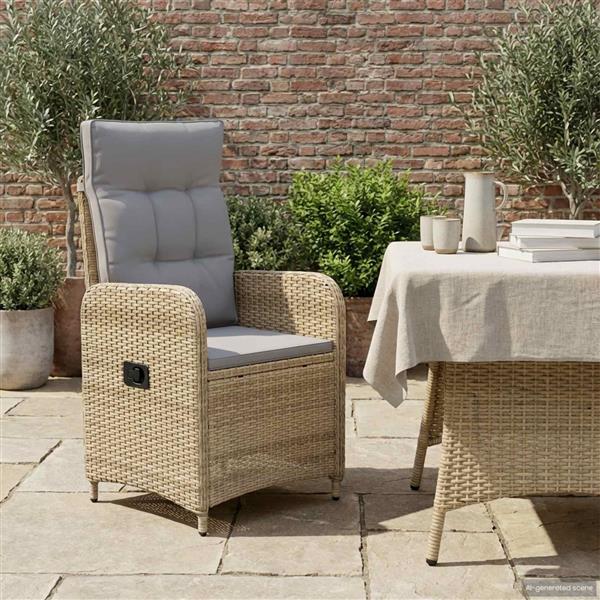 Grote foto vidaxl verstelbare tuinstoel met kussen 57 x 63 x 112 cm tuin en terras tuinmeubelen