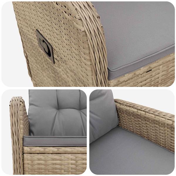 Grote foto vidaxl verstelbare tuinstoel met kussen 57 x 63 x 112 cm tuin en terras tuinmeubelen