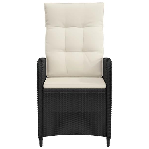 Grote foto vidaxl verstelbare tuinstoel zwart en cream wit 57 x 63 x 94 cm tuin en terras tuinmeubelen