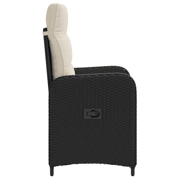 Grote foto vidaxl verstelbare tuinstoel zwart en cream wit 57 x 63 x 94 cm tuin en terras tuinmeubelen