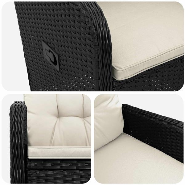 Grote foto vidaxl verstelbare tuinstoel zwart en cream wit 57 x 63 x 94 cm tuin en terras tuinmeubelen