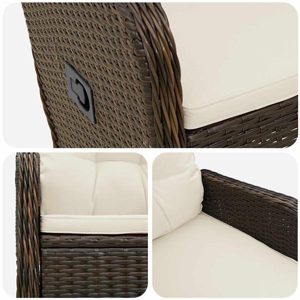 Grote foto vidaxl verstelbare tuinstoel bruin en cr me wit 57 x 63 x 94 cm tuin en terras tuinmeubelen