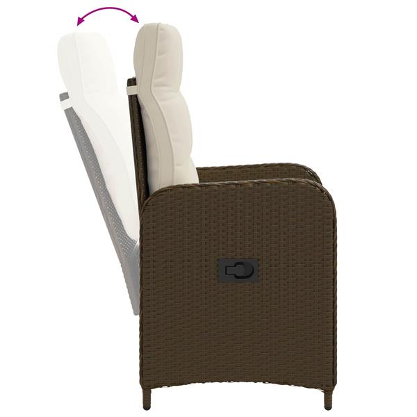 Grote foto vidaxl verstelbare tuinstoel bruin en cr me wit 57 x 63 x 94 cm tuin en terras tuinmeubelen