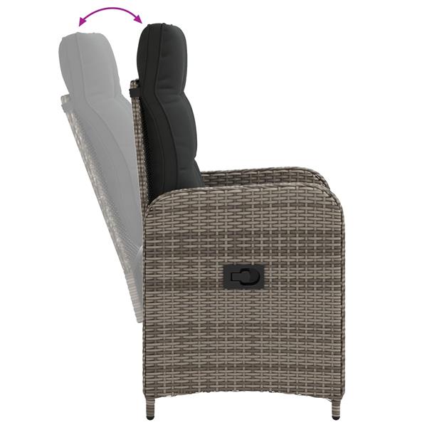 Grote foto vidaxl verstelbare tuinstoel grijs en donkergrijs 57 x 63 x 94 cm tuin en terras tuinmeubelen