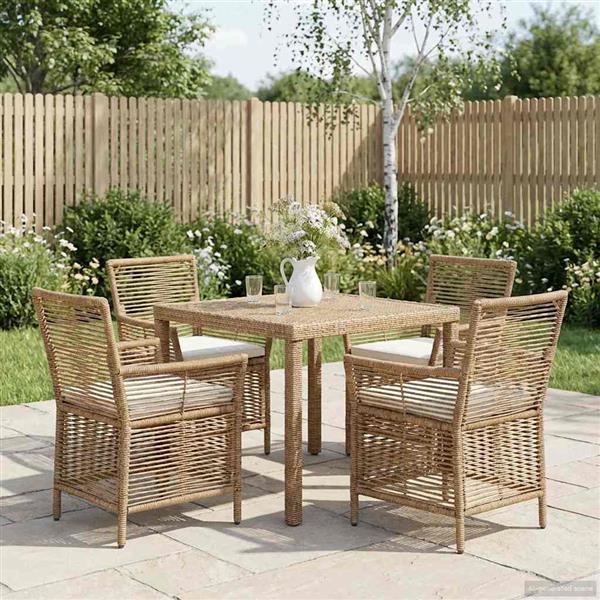 Grote foto vidaxl buitenstoel met kussen 4 pcs beige en cr me poly rattan tuin en terras tuinmeubelen