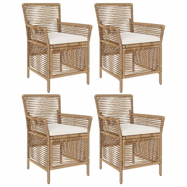Grote foto vidaxl buitenstoel met kussen 4 pcs beige en cr me poly rattan tuin en terras tuinmeubelen