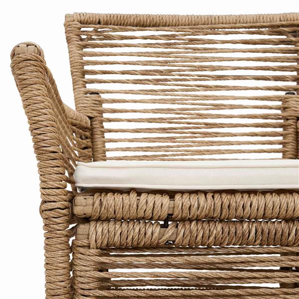 Grote foto vidaxl buitenstoel met kussen 4 pcs beige en cr me poly rattan tuin en terras tuinmeubelen