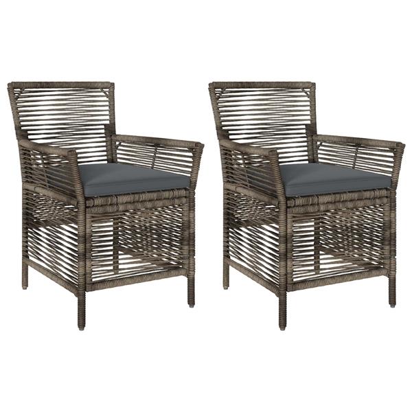 Grote foto vidaxl buitenstoel met kussen 2 pcs grijs en donkergrijs poly rattan tuin en terras tuinmeubelen