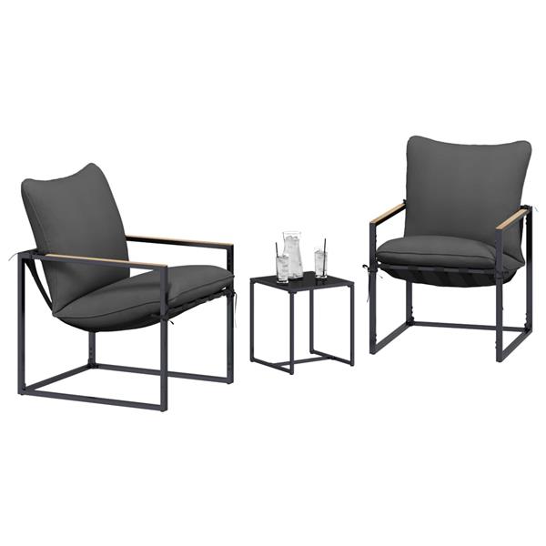 Grote foto vidaxl tuinbankenset 3 pcs zwart en anthraciet staal tuin en terras tuinmeubelen