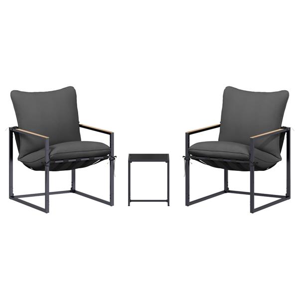 Grote foto vidaxl tuinbankenset 3 pcs zwart en anthraciet staal tuin en terras tuinmeubelen