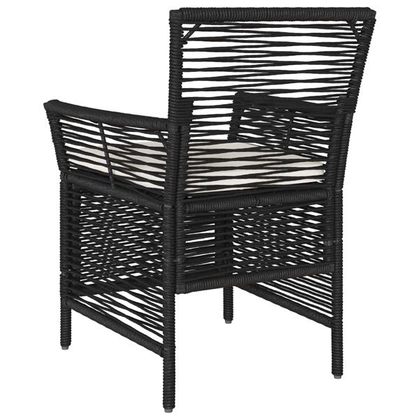Grote foto vidaxl buitenstoel met kussen 2 pcs zwart en cr me poly rattan tuin en terras tuinmeubelen