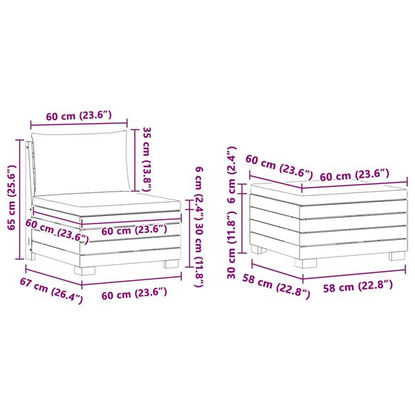 Grote foto vidaxl tuin loungeset met kussen 2 stuk bruin massief acaciahout tuin en terras tuinmeubelen