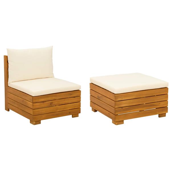 Grote foto vidaxl tuin loungeset met kussen 2 stuk bruin massief acaciahout tuin en terras tuinmeubelen