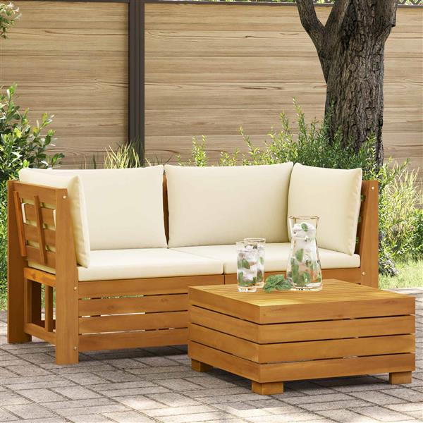 Grote foto vidaxl tuin loungeset met kussen 2 stuk bruin massief acaciahout tuin en terras tuinmeubelen