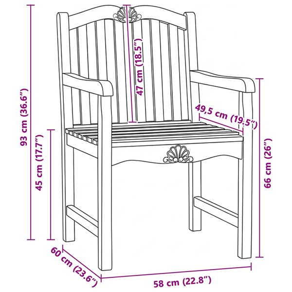 Grote foto vidaxl tuinstoel 2 pcs naturel 58 x 60 x 93 cm massief teakhout tuin en terras tuinmeubelen