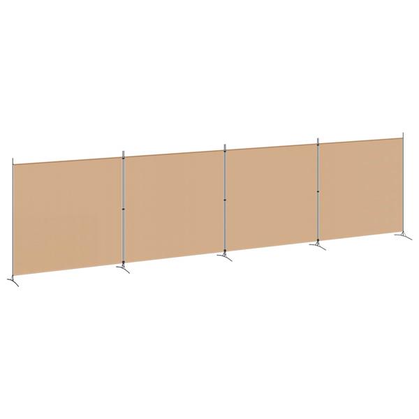 Grote foto vidaxl 4 panelen roomdivider beige 698 x 180 cm stof huis en inrichting overige huis en inrichting