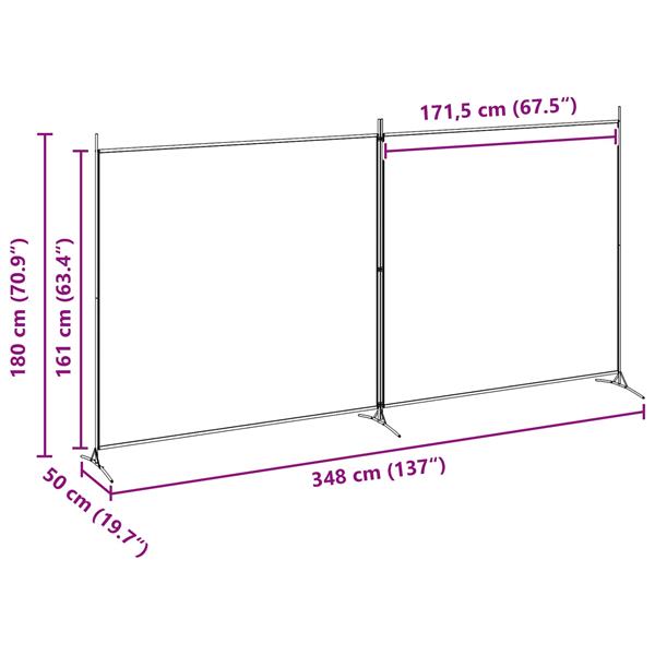 Grote foto vidaxl 2 panelen kamerscherm beige 348 x 180 cm stof huis en inrichting overige huis en inrichting