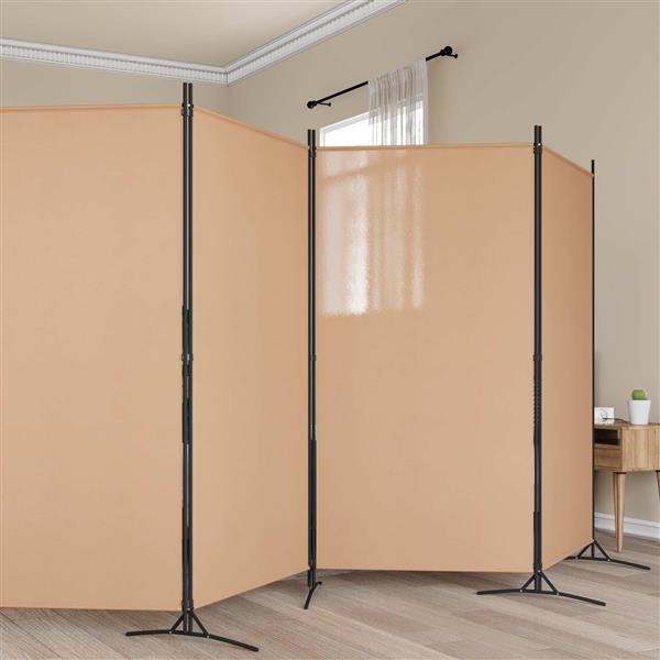 Grote foto vidaxl 6 panelen kamerscherm beige 520 x 180 cm stof huis en inrichting overige huis en inrichting