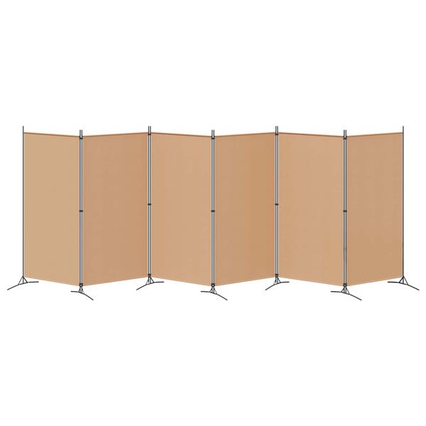 Grote foto vidaxl 6 panelen kamerscherm beige 520 x 180 cm stof huis en inrichting overige huis en inrichting